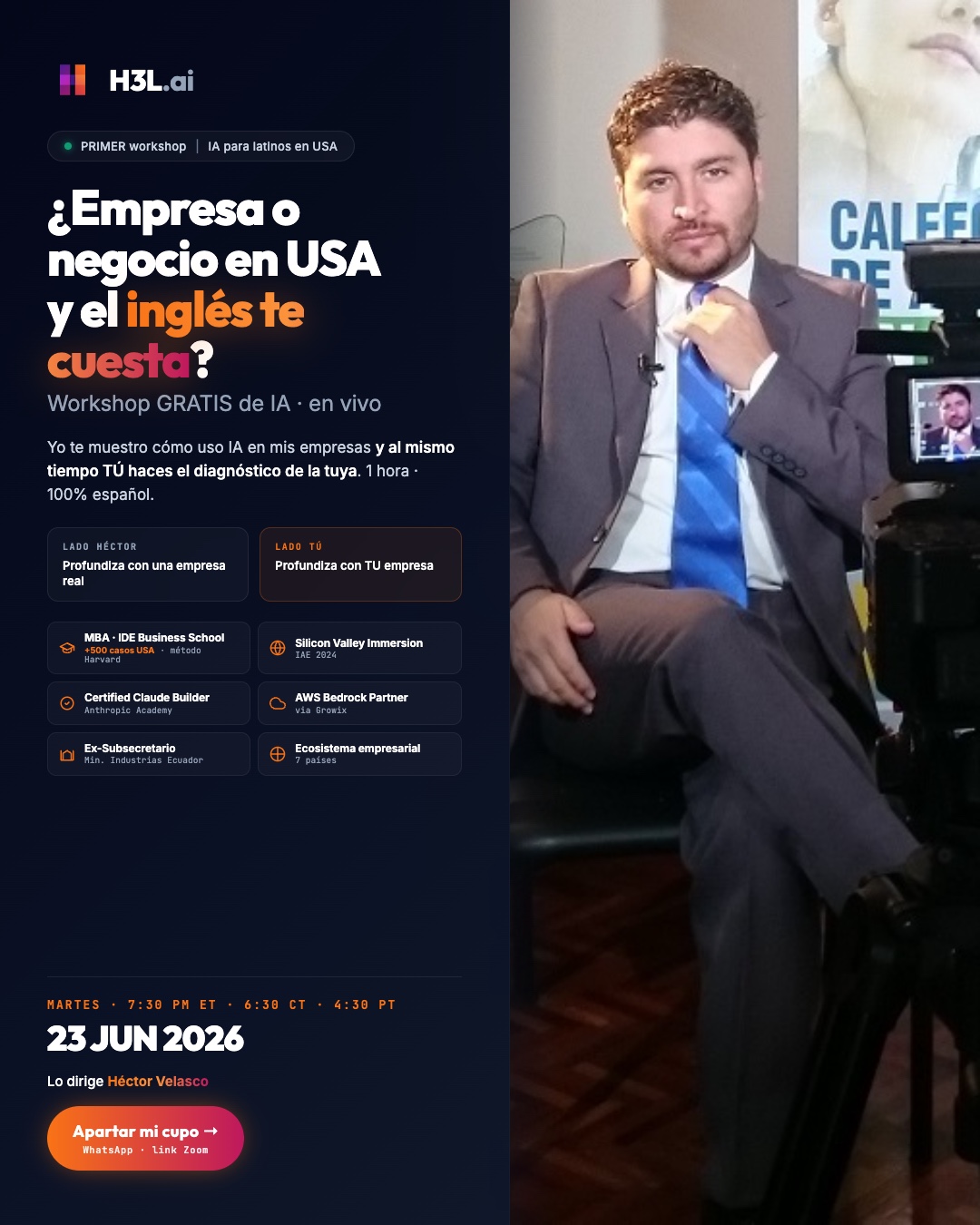 Héctor Velasco · CEO H3L Consulting · Workshop USA 2026